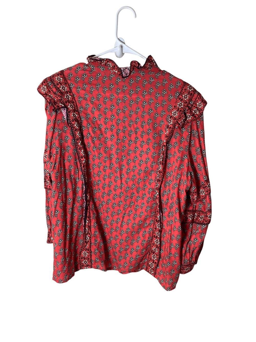 Sundance Cotton Floral Ruffle-Trim Blouse - Picture 2 of 5